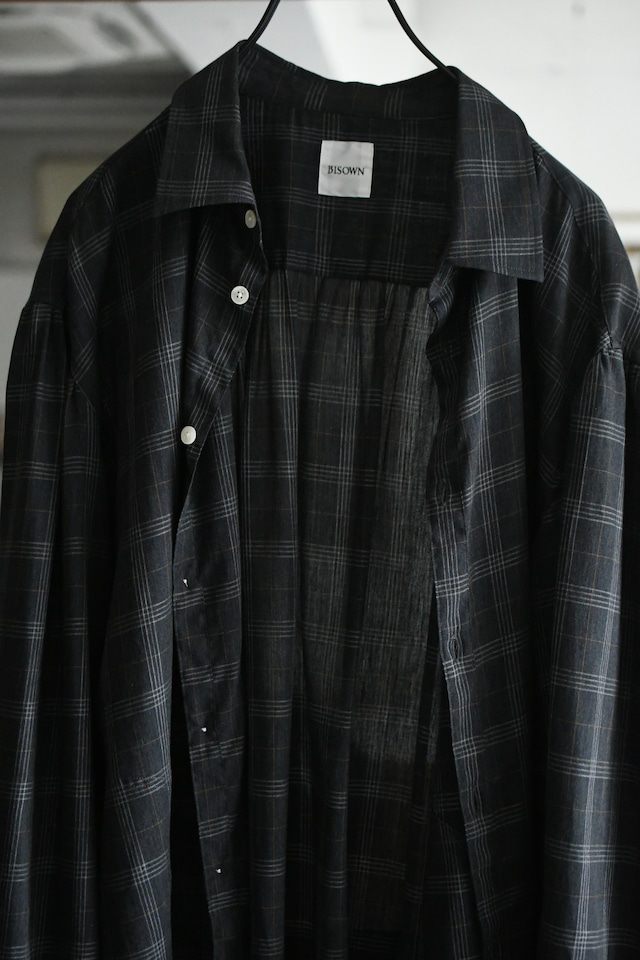 BISOWN / SZ BOIL COTTON SMOCK SHIRTS (TOP GRAY CHECK )