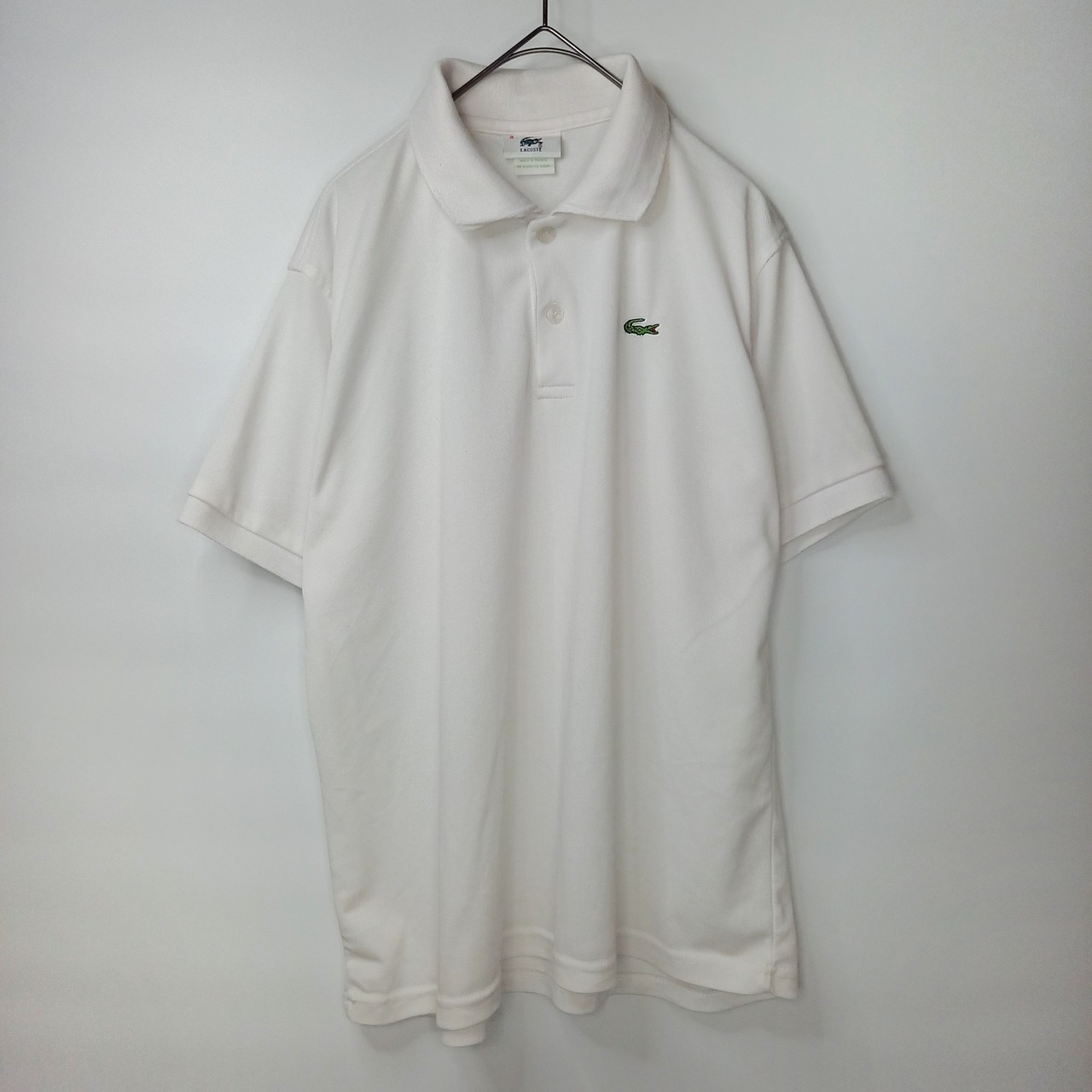 90s　フレンチラコステ　半袖　ポロシャツ　刺繍ロゴ　シェルボタン　ユーロ古着