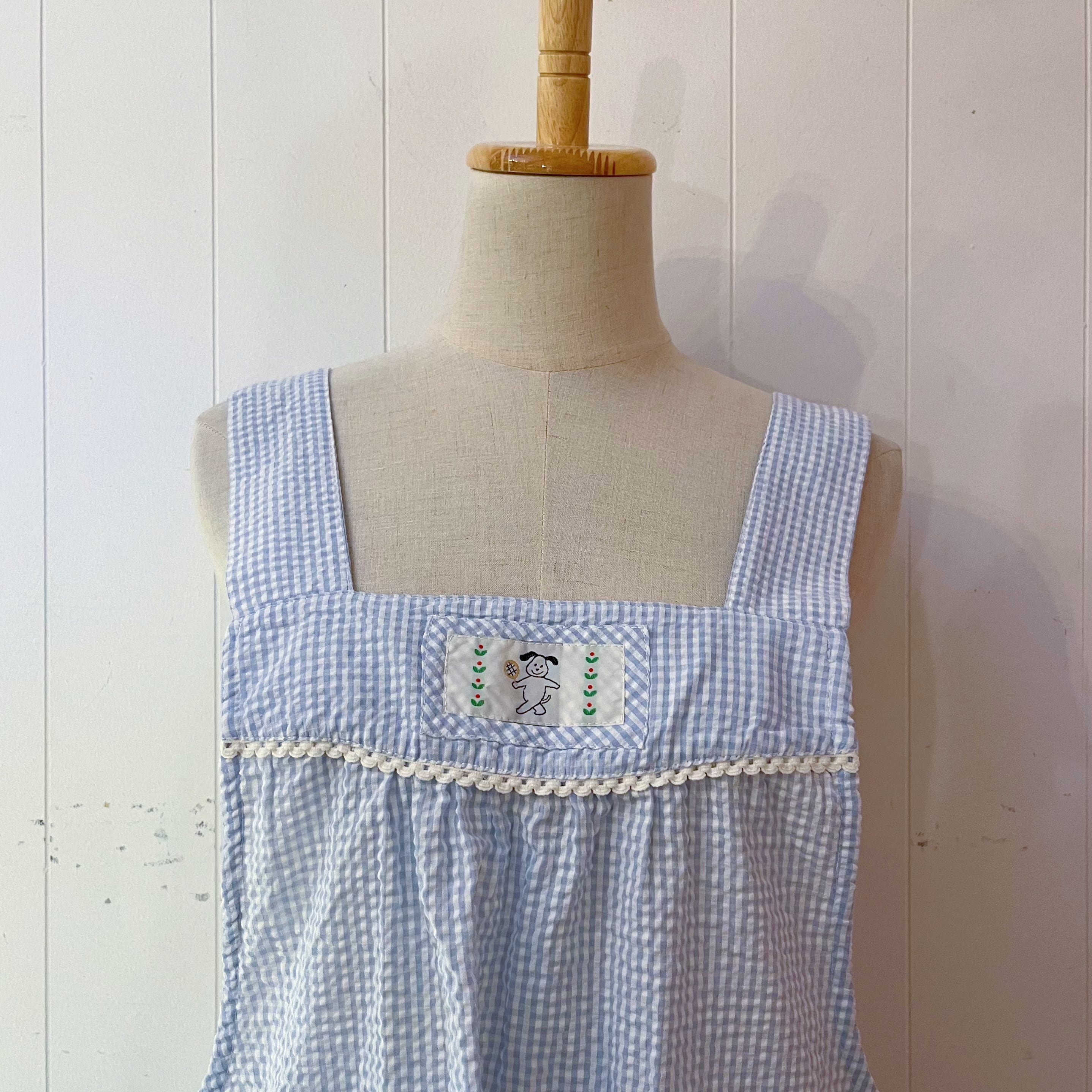dog wappen gingham seersucker apron