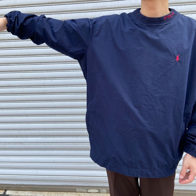 90s POLOGOLF ラルフローレン ピステ プルオーバージャケット 紺 L