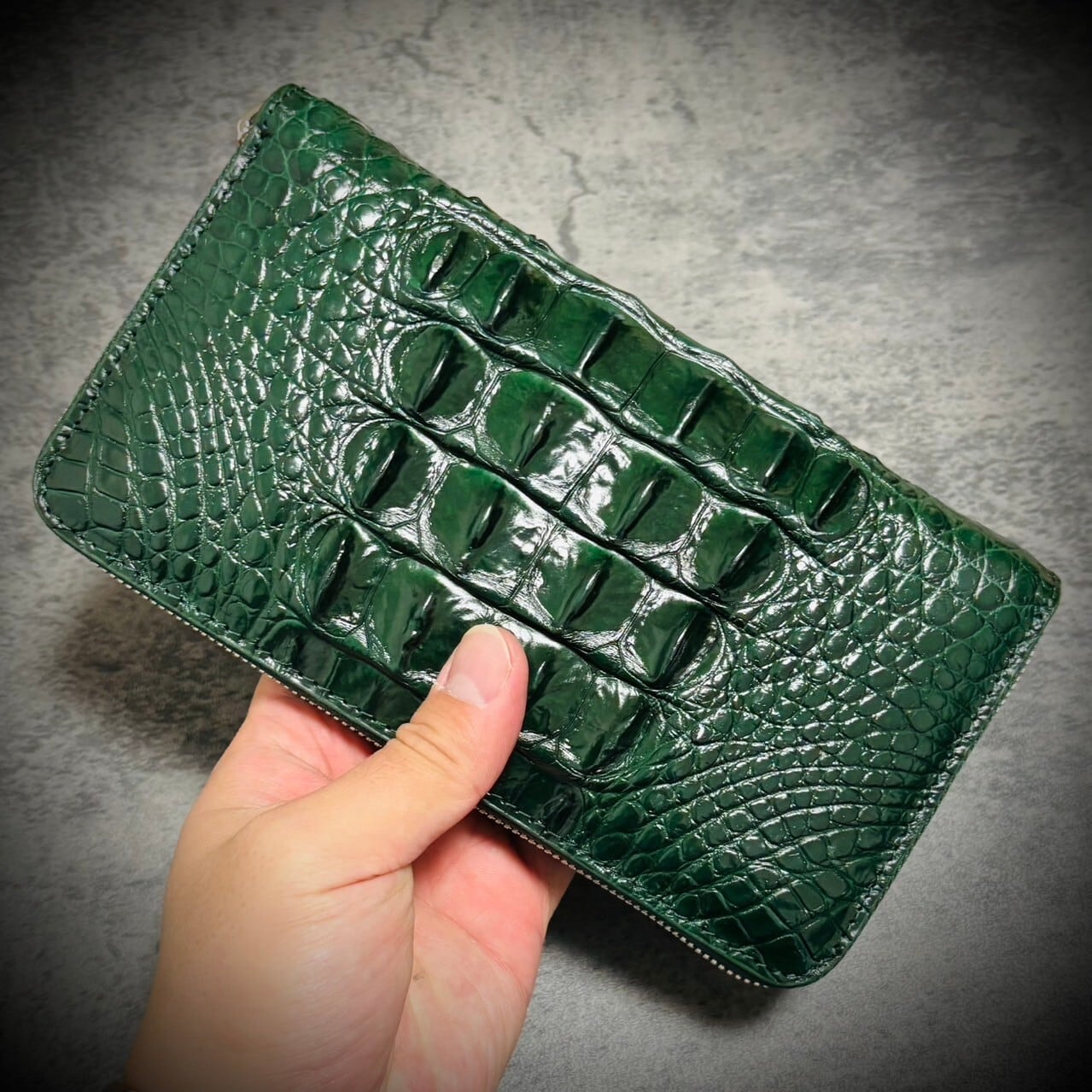 クロコダイル クロコダイル 財布 長財布 本革 グリーン 緑ラウンド