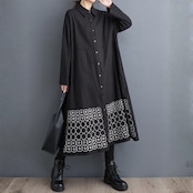 刺繍デザイン ロング シャツワンピース  00241