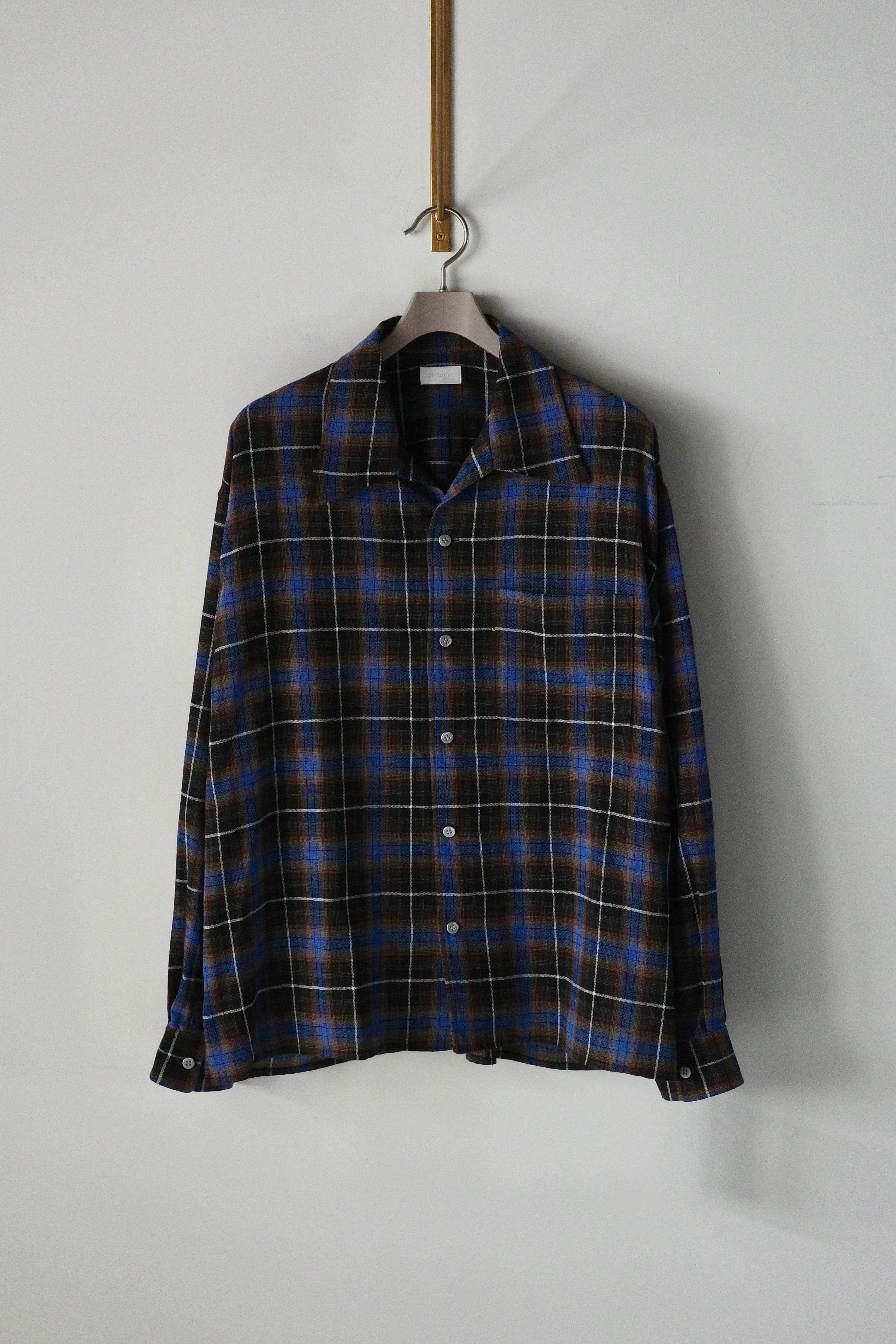 Paratrait【WING COLLAR CHECK LS SHIRT -Blue-】