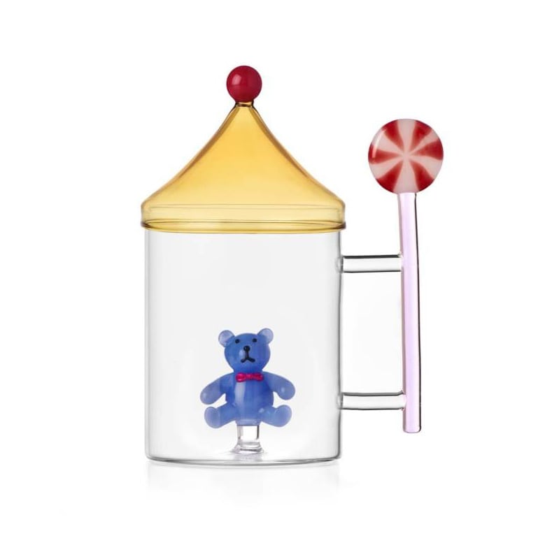 SCHIACCIANOCI MUG W/ LID BLUE TEDDY BEAR