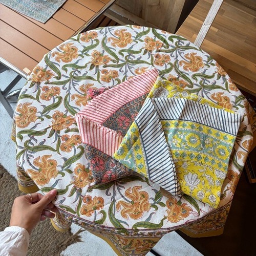 Comfy Block Print Round Cloth 3Color コンフィーブロックプリント ラウンドクロス　テーブルクロス　丸型　Roundcloth