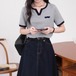 Vネックパイピングトップス ・7549
