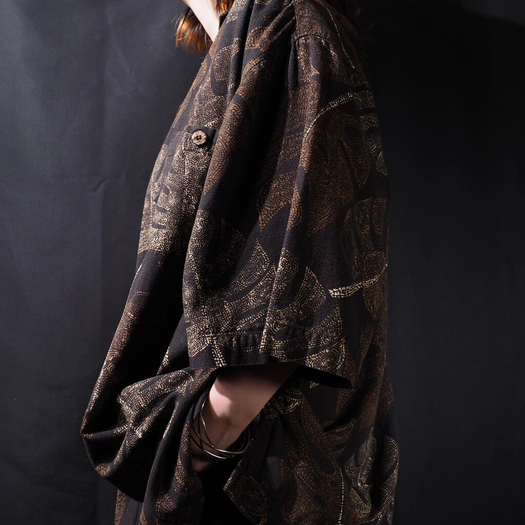 Decadent Fallen leaves full pattern Open collar ss shirt