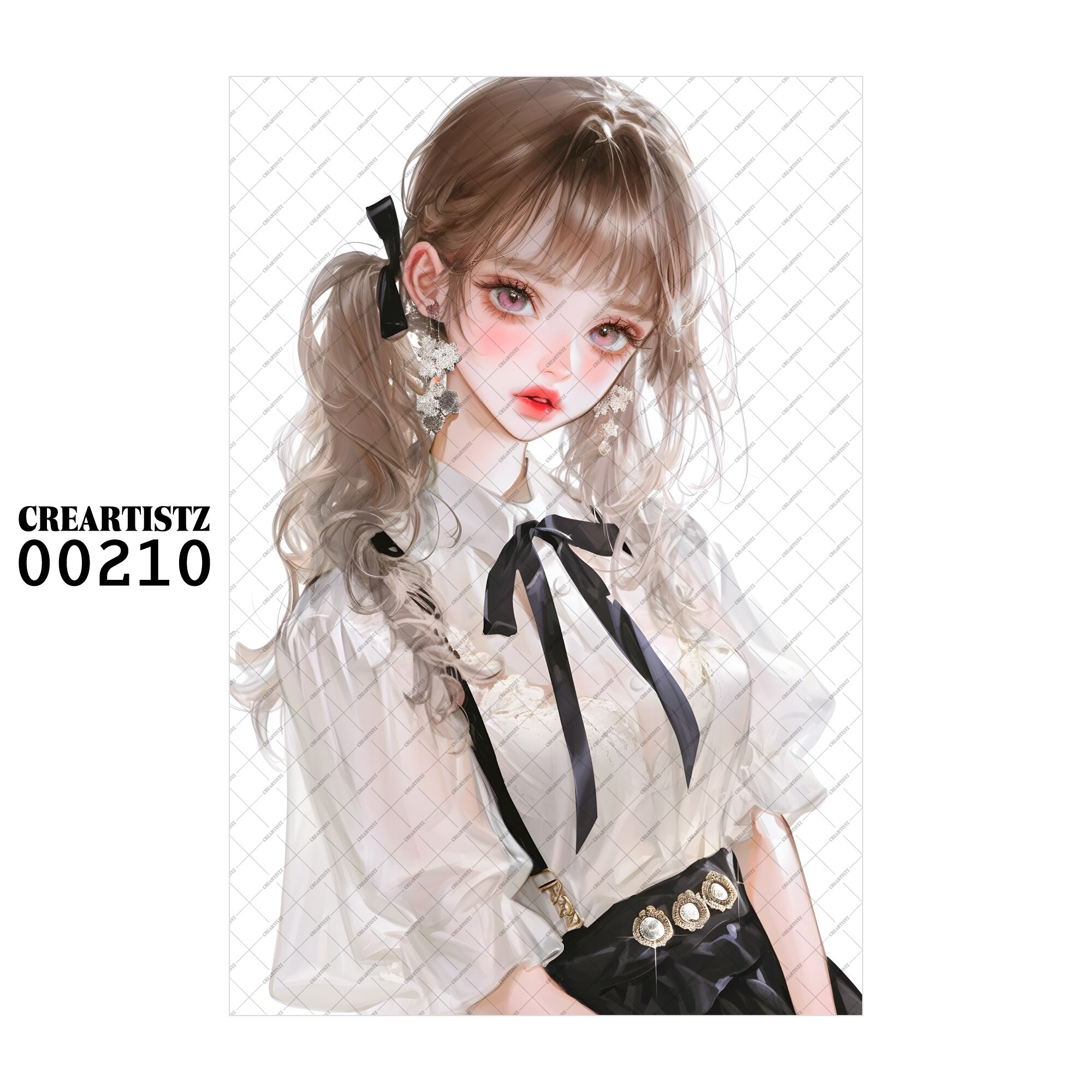 00210 ガール キュート オリジナル ペーパー/ステッカー 4枚セット CREARTISTZ