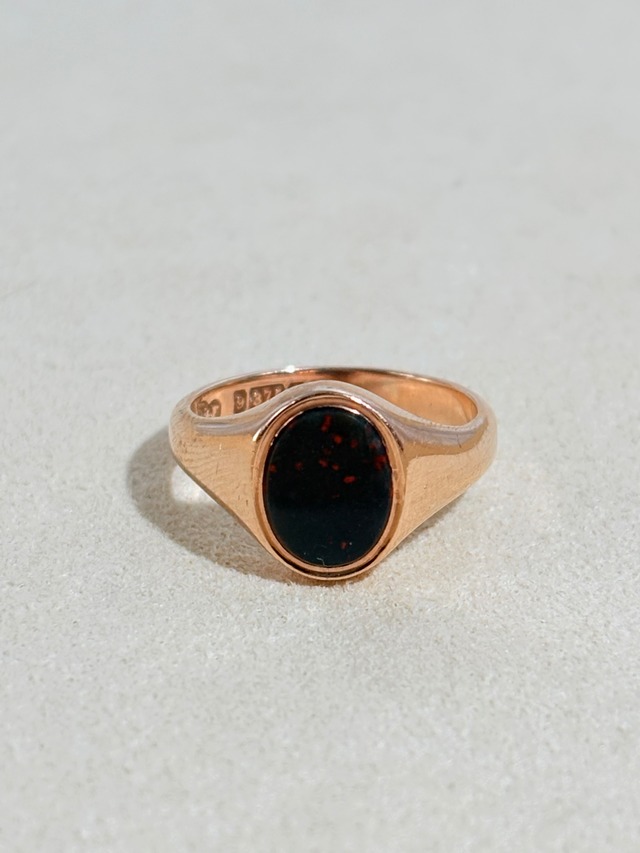 1962 Blood Stone Signet Ring 9ct #9 -U.K-