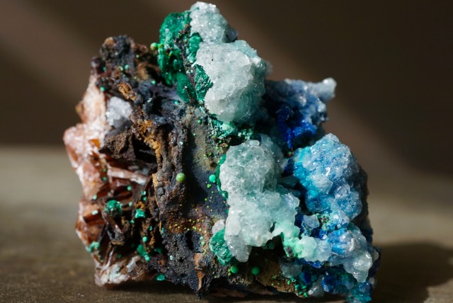 モロッコ産アズライト/マラカイト/バライト/クォーツ Azurite/Malachite/Baryte/Quartz 1503