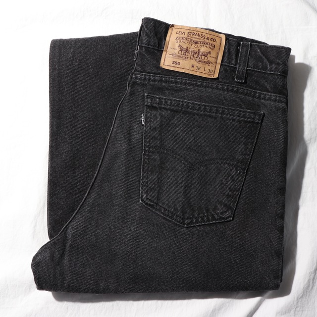 稀少 黒タブ 36×30 Levi’s 550 USA 92年 サルファーブラック デニムパンツ リーバイス