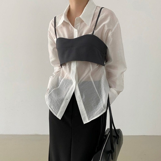Sheer Shirt Bustier Set 01162