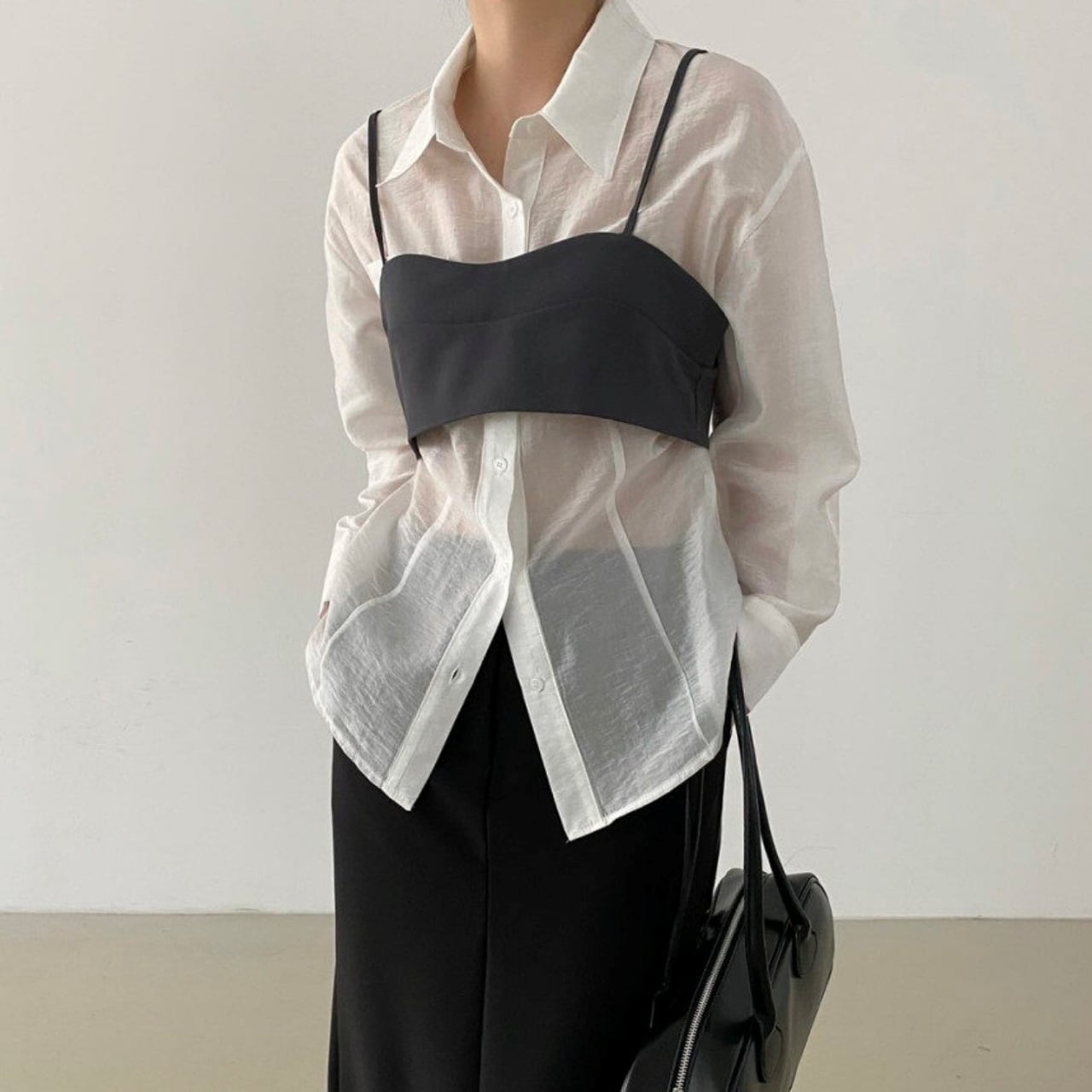 Sheer Shirt Bustier Set 01162