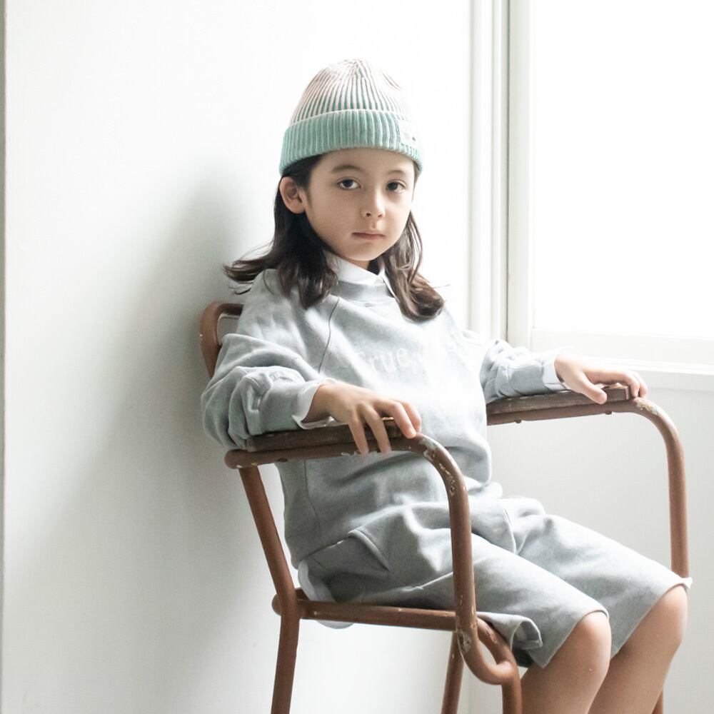 ニットキャップ【ストライプグリーン】52cm 全3色 推奨年齢3歳〜7歳