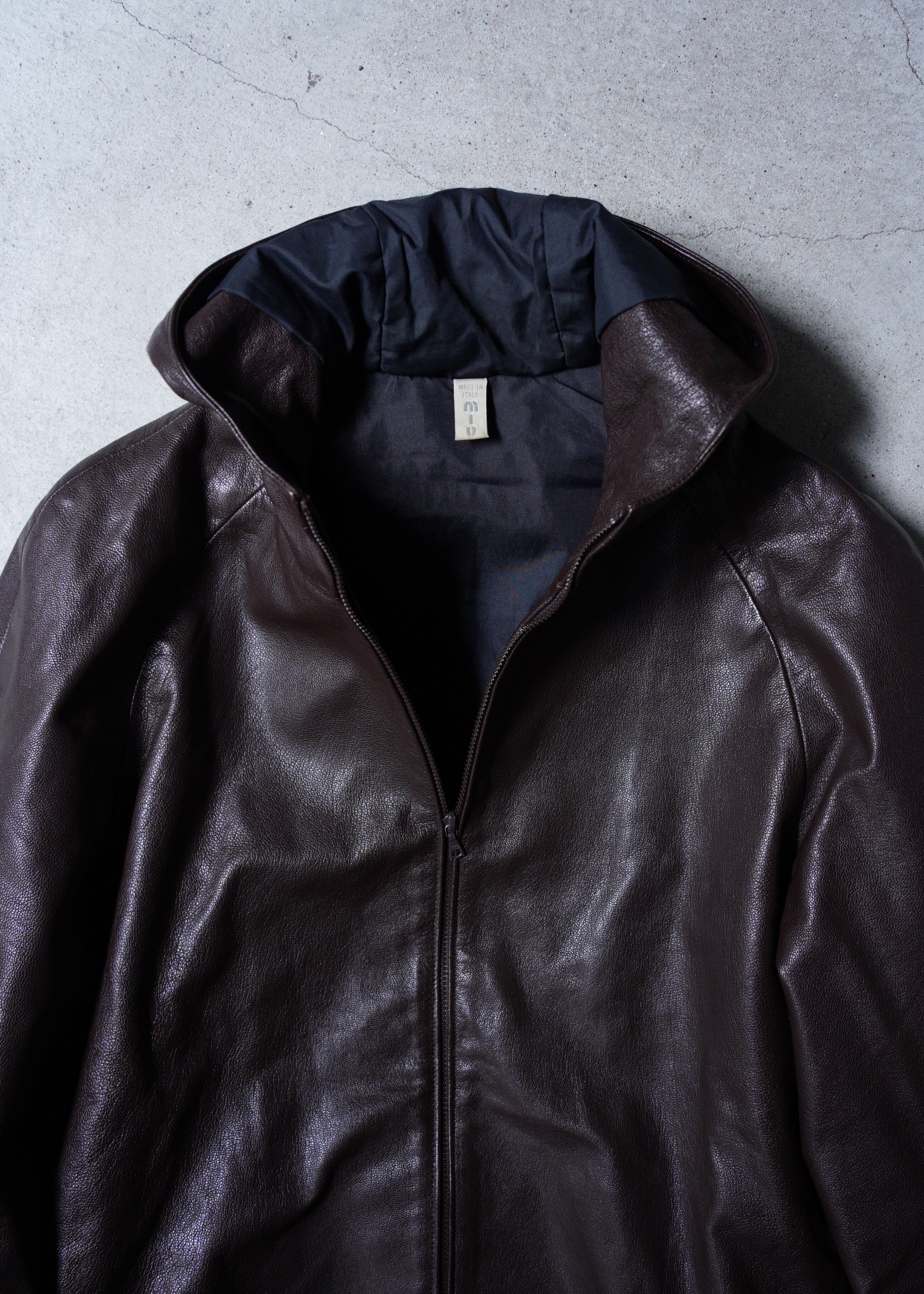MIU MIU 99AW bi-color hooded leather blouson | CETTEN
