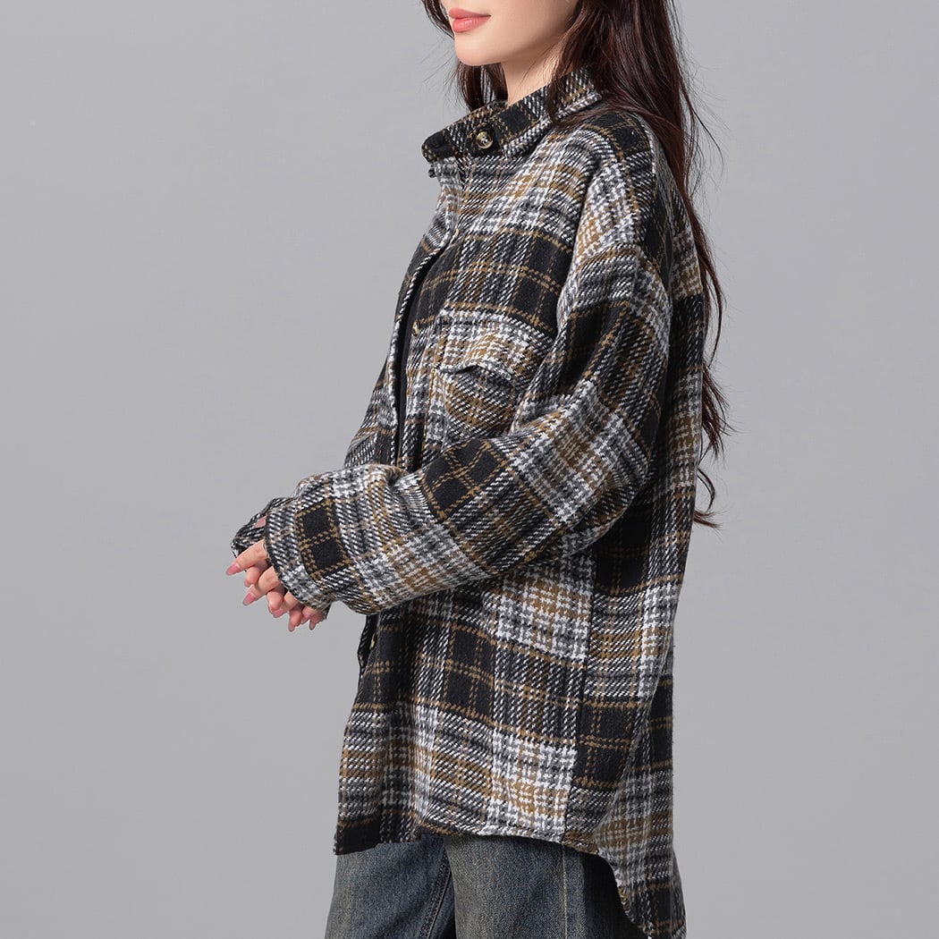 宅配便】タータンチェックオーバーサイズシャツ／tops2165 | DAY