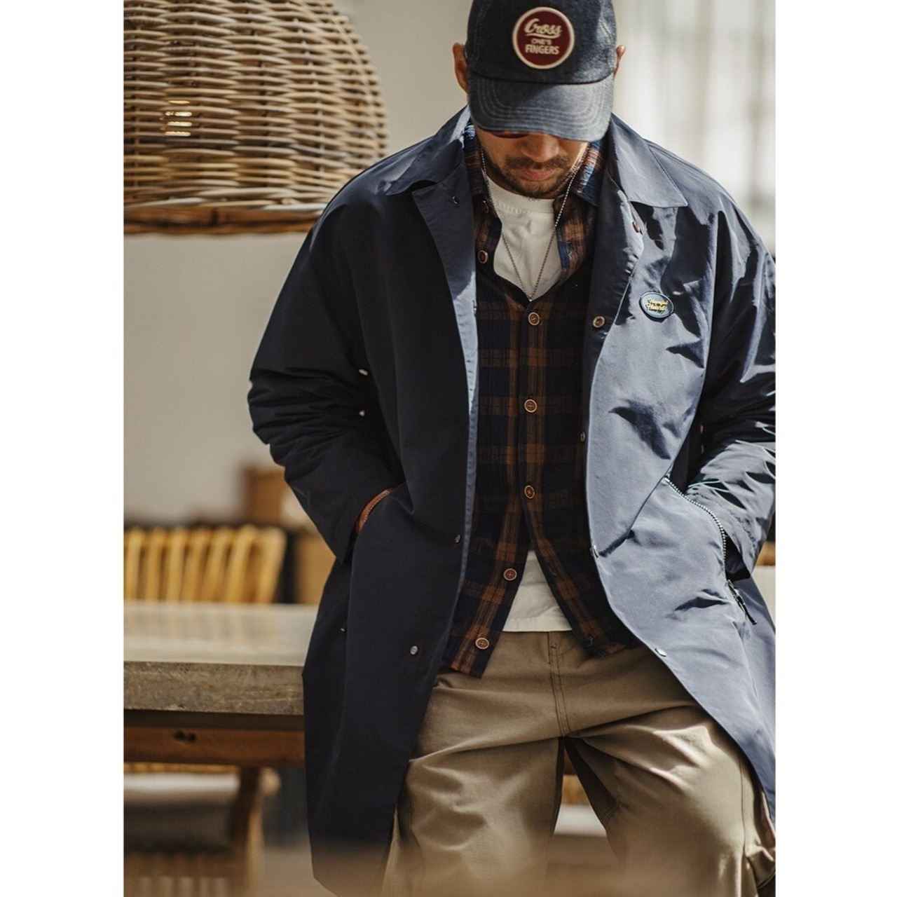 Navy Blue Mid-Length Waterproof Coat / ネイビーブルー ミッドレングス ウォータープルーフ コート