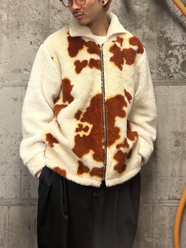 “Style Eyes” Cow Pattern Boa Jacket L