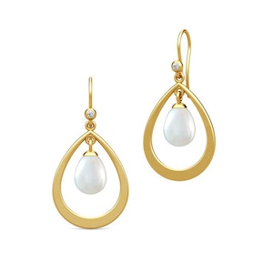 JULIE SANDLAU AFRODITE DROPLET EARRING  WHITE PEARL