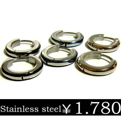 【年始セール】3カラー フープステンレスピアス ブラック ブルー ピンクゴールド ges865
