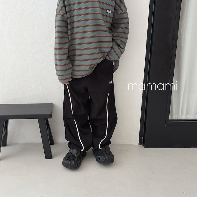 【取寄】mamami|curve piping jogger pants|カーブパイピングジョガーパンツ|XS-JL|kids&jr|26 autumn