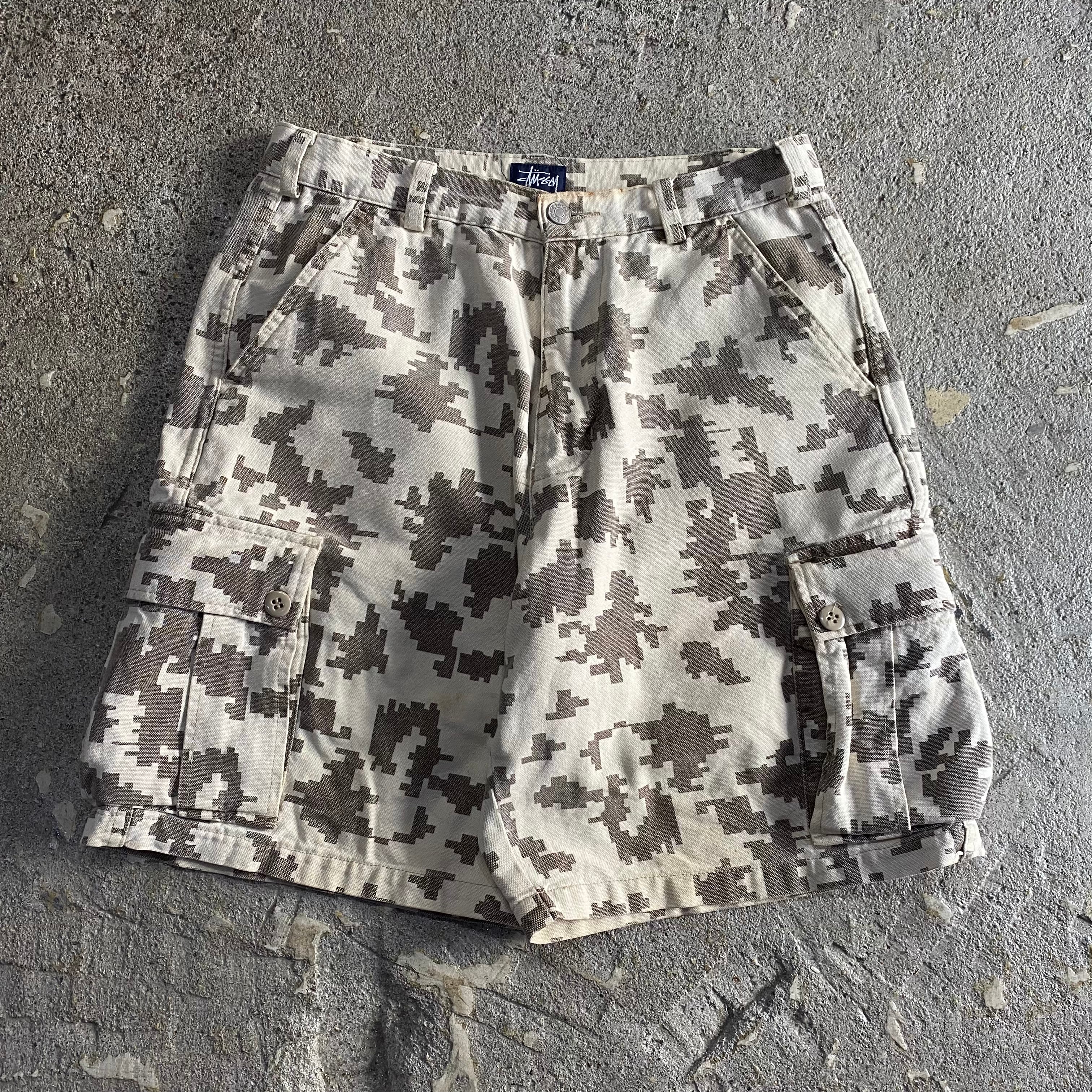 90s STUSSY digital camouflage cargo shorts | What