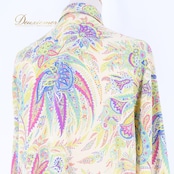 カジュアル 衣装 ETRO エトロ イタリア製 シルク シャツ ブラウス イエロー系 グリーン系 ブルー系 ピンク系 パープル系 黄色 青 長袖 襟 ペイズリー フォーマル お洒落 絹100% 長袖シャツ ペイズリー柄 フォーマルシャツ エレガント 上品 大人可愛い 総柄 カラフル 柄シャツ お洒落服 トップス レディース