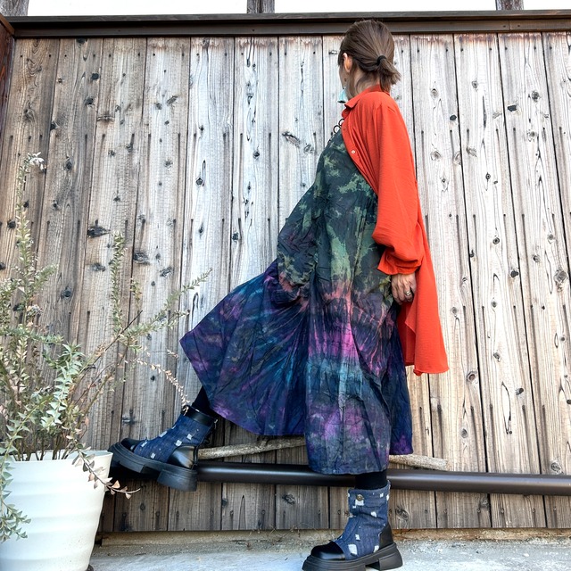 コットンタイダイデザインワンピース