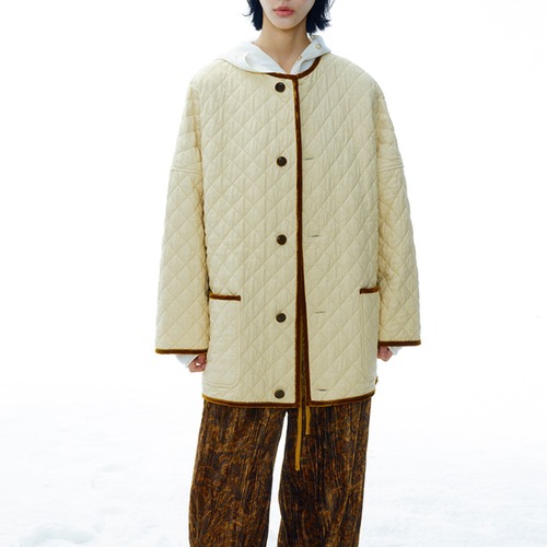 Quilted No-Collar Jacket  T4060