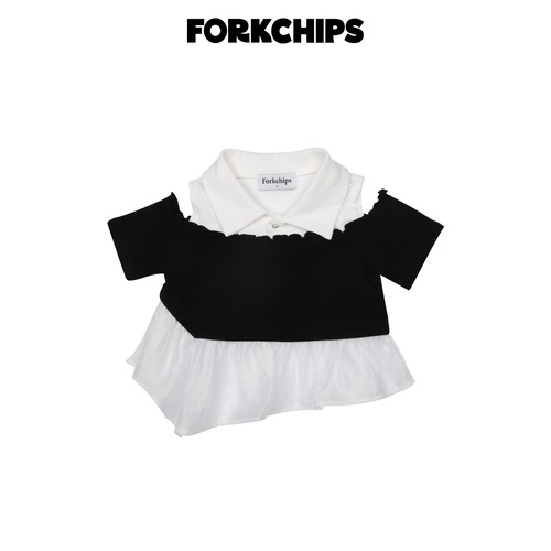 [FORKCHIPS] Paper Shoulder T-shirt (JS/JM/JL/JXL) / [포크칩스] 페이퍼숄더티셔츠 (JS/JM/JL/JXL)