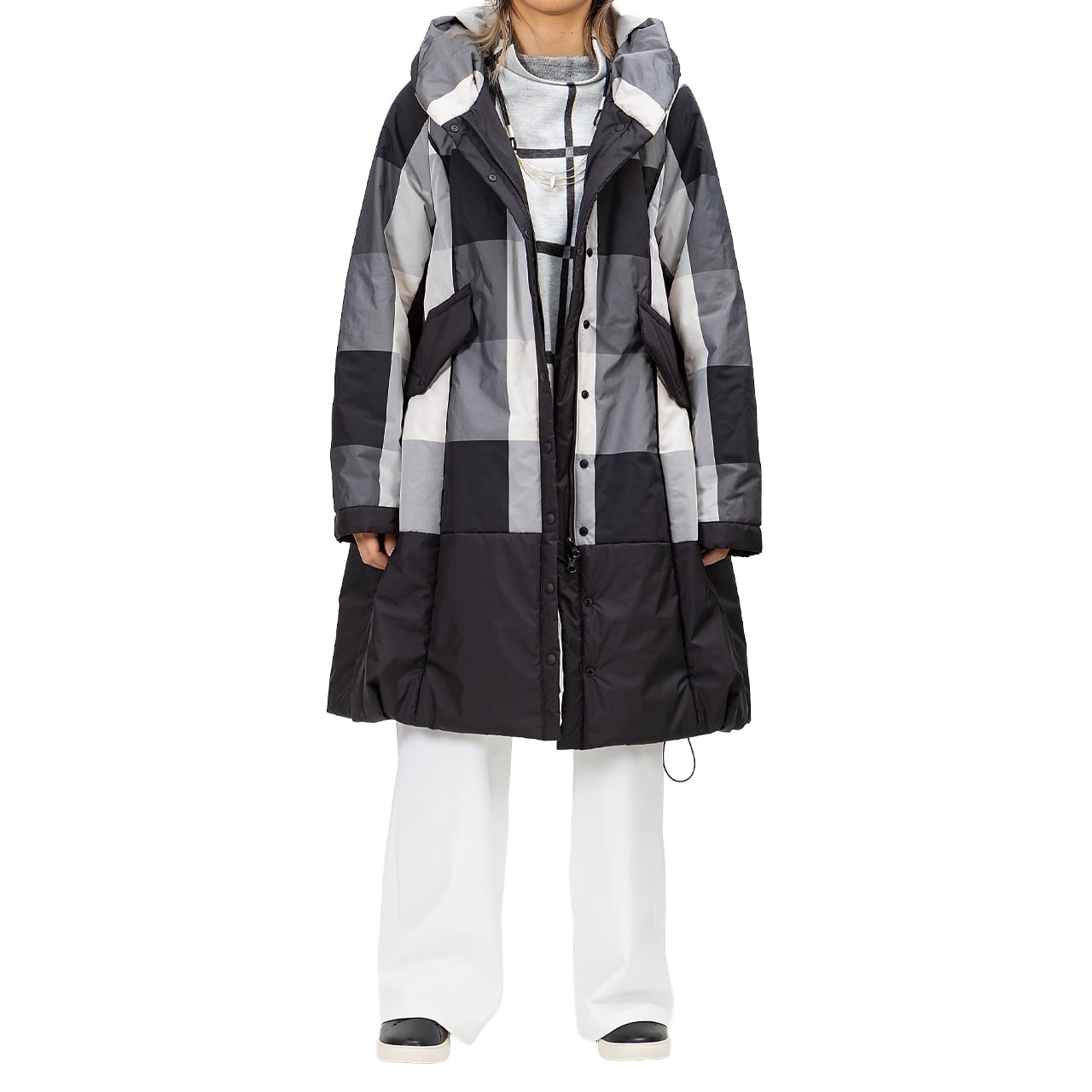 【最新作】キャメル中綿 先染めチェックタフタコート【256-8156】