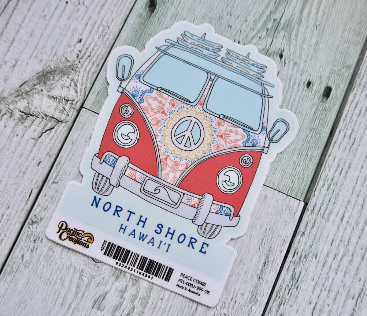 ★ハワイ直輸入★Pacific Creations ステッカー/パシフィッククリエーションズ/ハワイノースショア/NORTH SHORE HAWAII<PEACE COMBI>