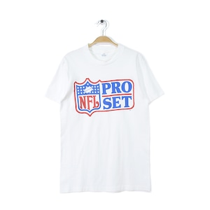 80s NFL PRO SET United USA製 ヴィンテージＴシャツ アメフト トレーディングカード 白 ホワイト 袖裾シングル サイズL 古着 @BZ0232