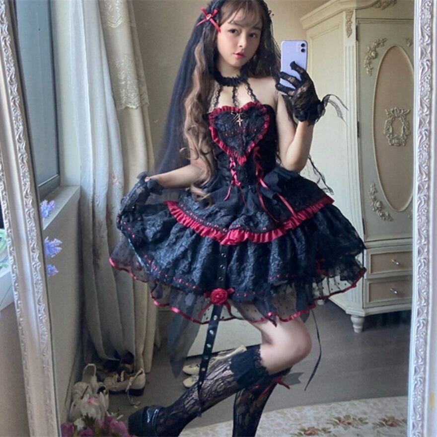 3点セット】黒 レース フリル ストール スカート バック ヴィジュアル