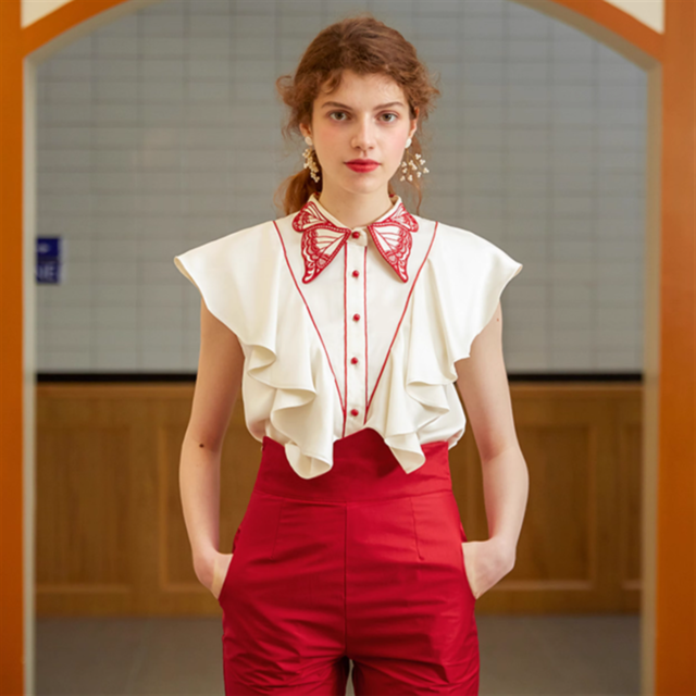 【Camoooni】バタフライカラーブラウス　10819