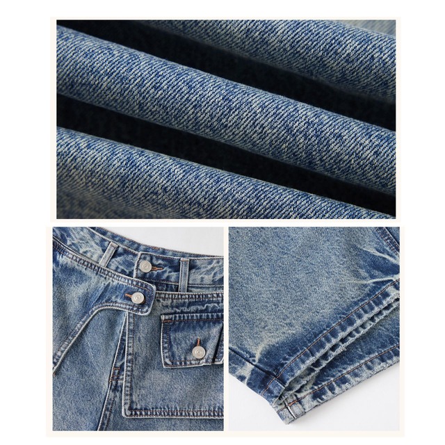 レイヤードウエストデザインデニムパンツ   R01362