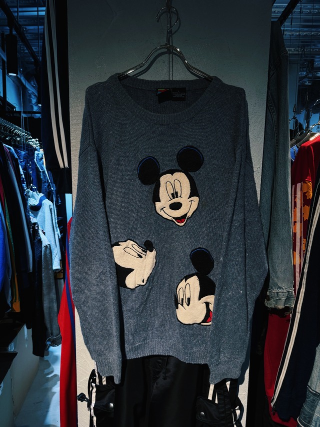 【D4C】90's vintage "Mickey Mouse"character patch print desgin knit