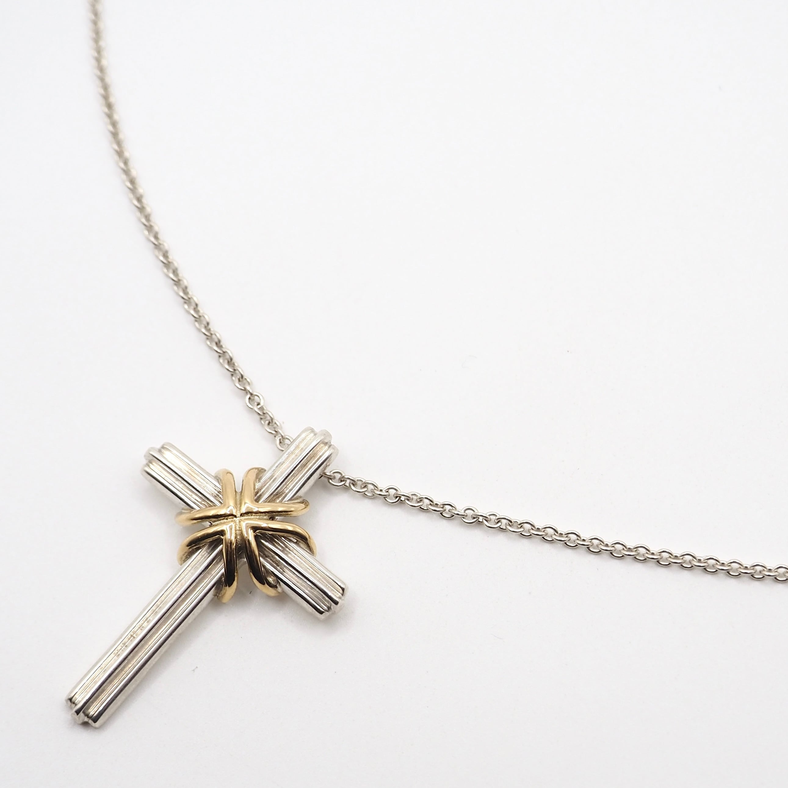 Tiffany&Co. シグネチャークロス コンビ ネックレス シルバー925 K18
