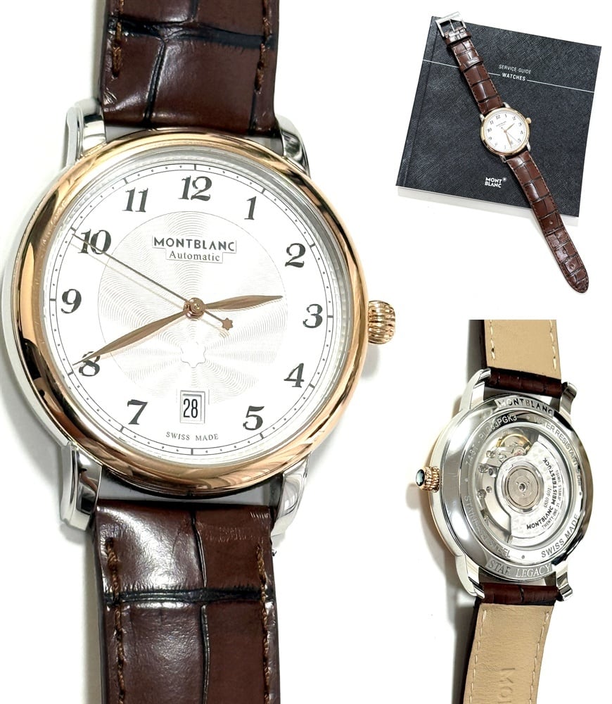MONTBLANC モンブラン スターレガシー オートマティック デイト 39 mm K18 RG ローズゴールド 時計 メンズ レザー 自動巻き