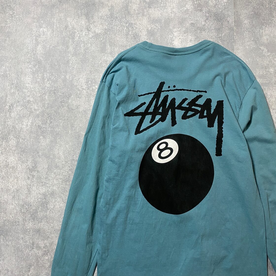stussy ステューシー 8ボール バックプリント ブルー Tシャツ ロンT 