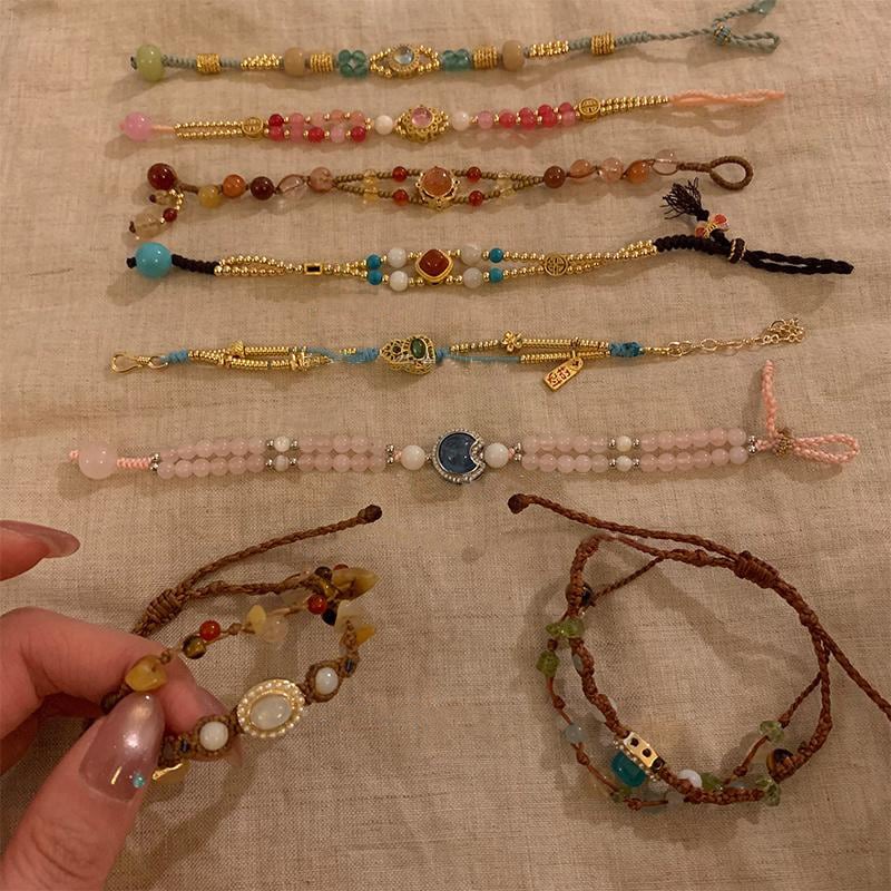 Somedayif手作り民族風ビーズ編みブレスレット 8s
