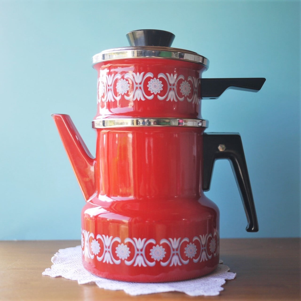 ASTA ホーローケトル&ドリッパー 赤色2段 エナメルポット ドイツ