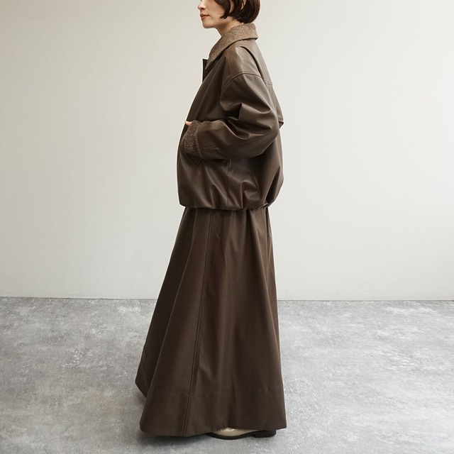 ニットコンビレザーブルゾン