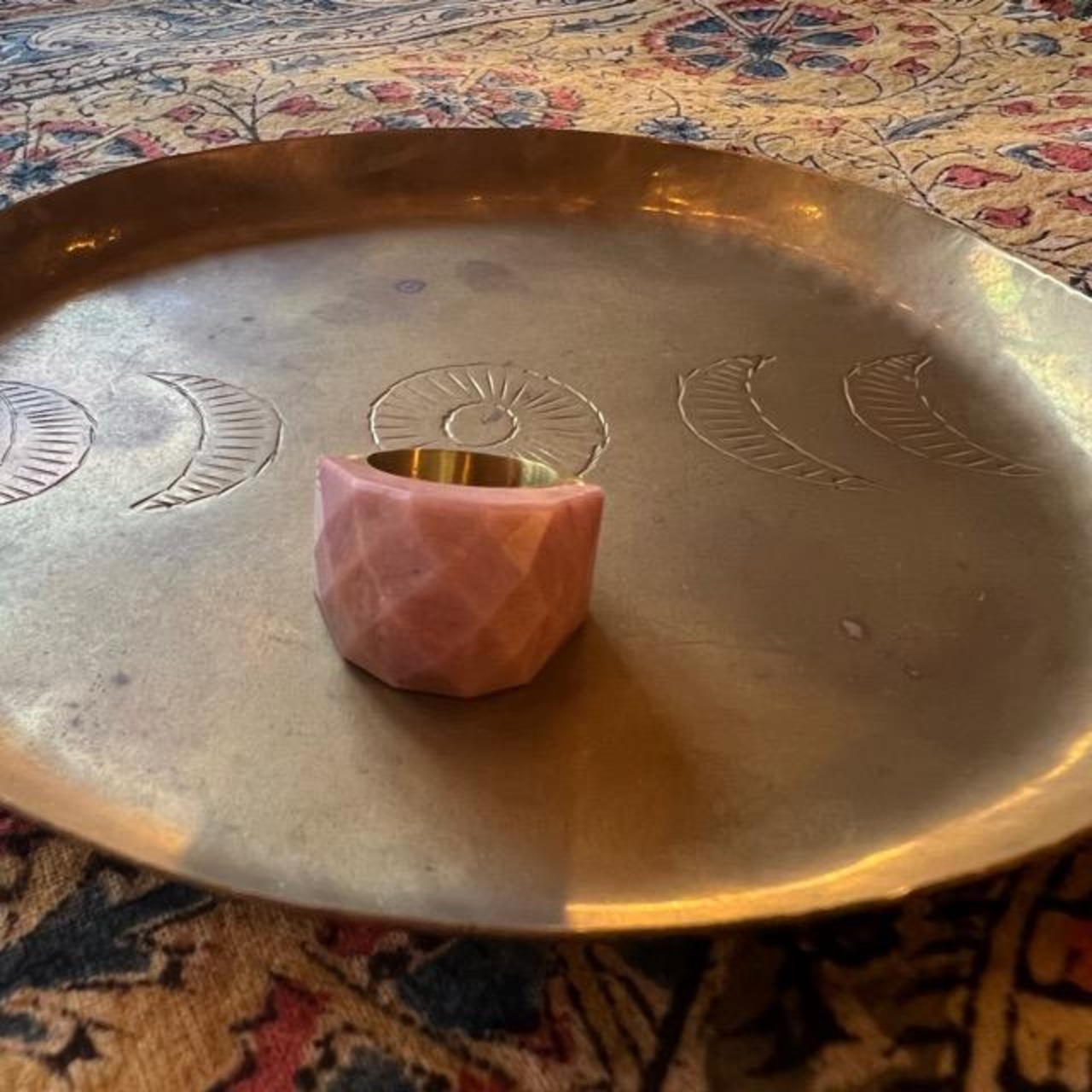 TOPANGA Jewelry 　Large Marble Pink Ring Size 11 14　Ring　Accessory　Present　Simple　Vintage　Antique