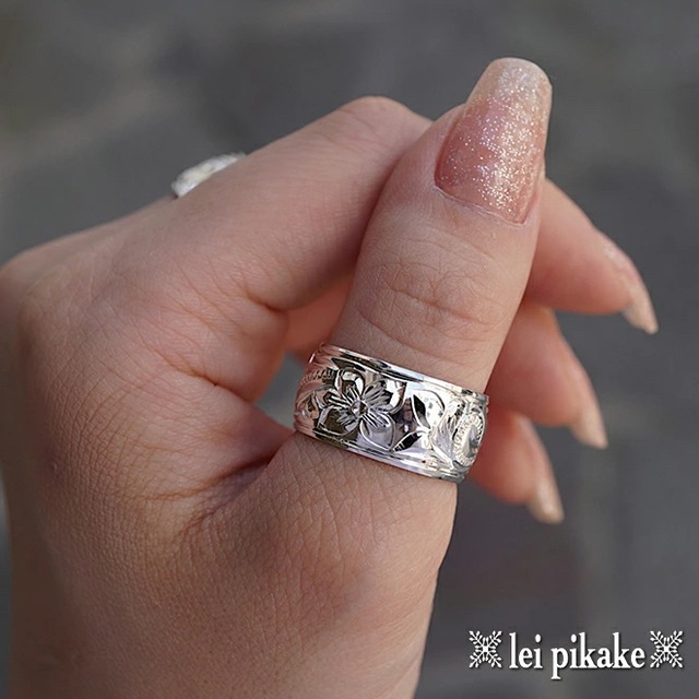 ハワイアンジュエリー リング スクロール リング 10mm  シルバー シルバー925  ハワイアンジュエリー メンズ レディース レイピカケ lei-per1272-10mm