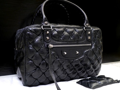 美品◆BALENCIAGA バレンシアガ ザ・マトラッセ ボックス型 レザー トート ハンド バッグ 黒◆ エディターズラインから希少なザ・マトラッセ♪