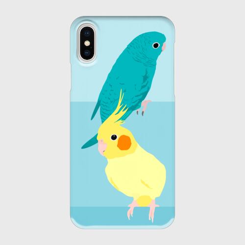 iPhoneケース サザナミインコ ブルー&オカメインコ ルチノーパール【各機種対応】