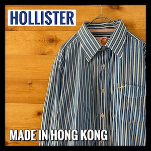 【HOLLISTER】 ストライプ柄 長袖シャツ L相当 香港製 ホリスター アメリカ古着