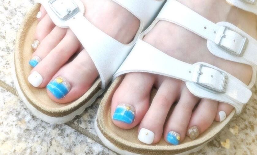 132】海ネイル フットネイルチップ ヒトデ シェル 夏ネイル