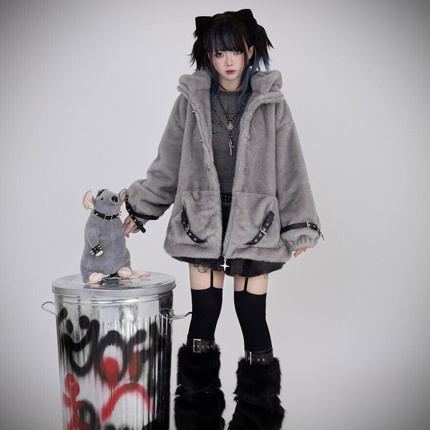 パンクロリィタ マウス フーディ もふもふ ジャケット サブカル系 Y2K